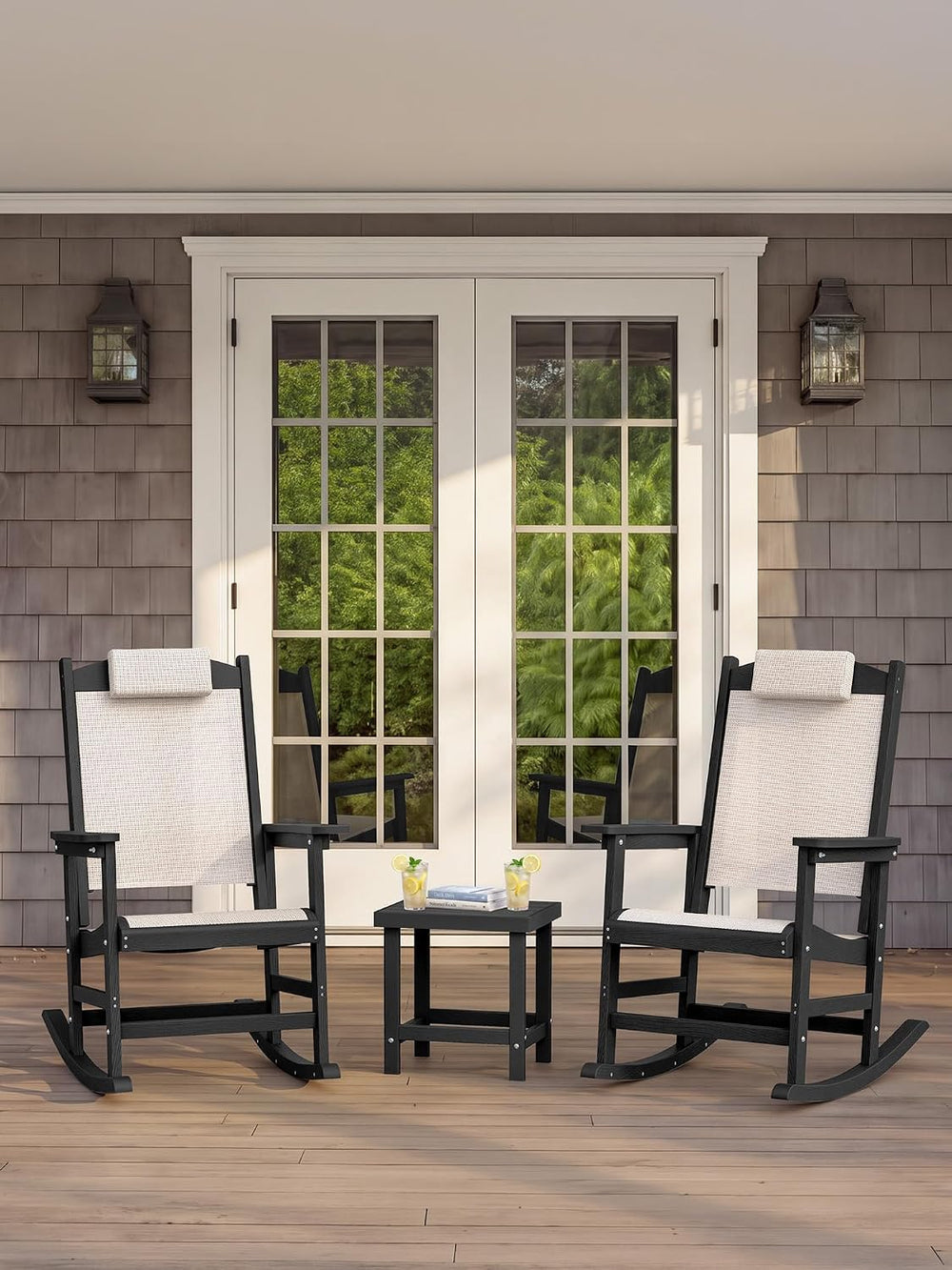 Homejoy HDPS Outdoor Side Table, Adirondack Coffee Table for Patio, Black