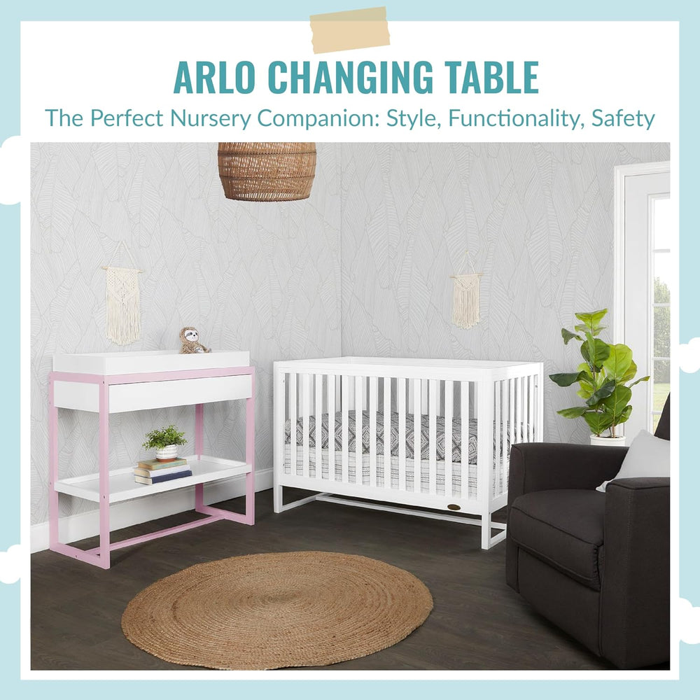 Dream On Me Arlo Changing Table with Pad & Safety Strap - Blush Pink
