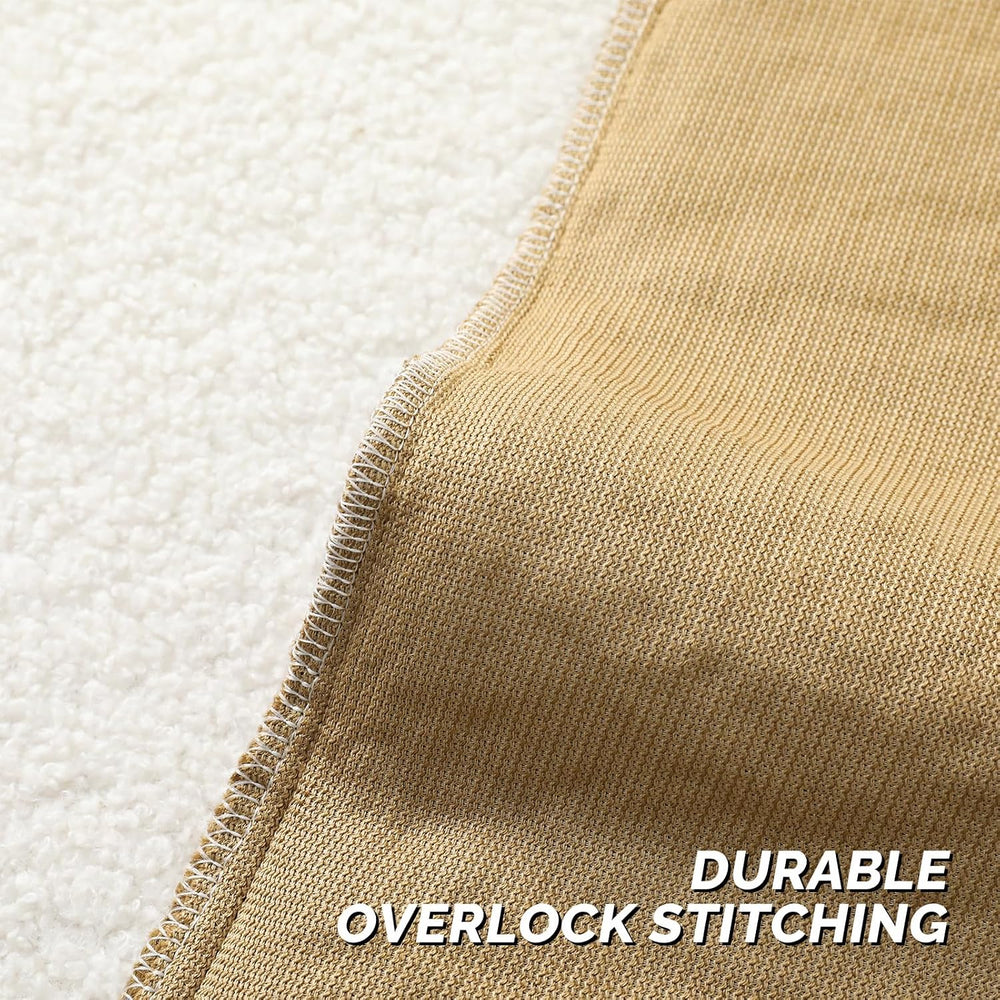 FUTEI Pack of 2 Faux Fur Teddy Boucle Pillow Covers 20x20 Inch, Khaki