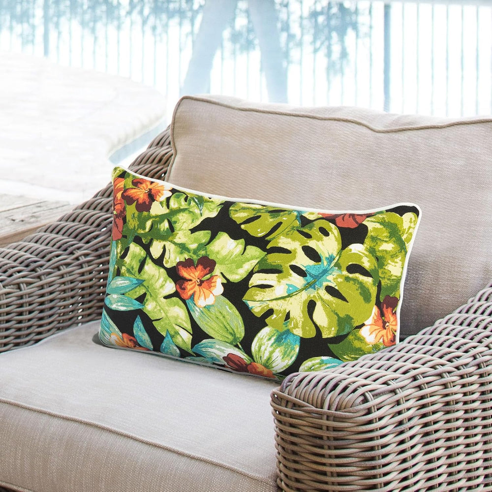 Lumbar Pillow with Insert, Set of 2, Outdoor Indoor Waterproof Decorative Pat...