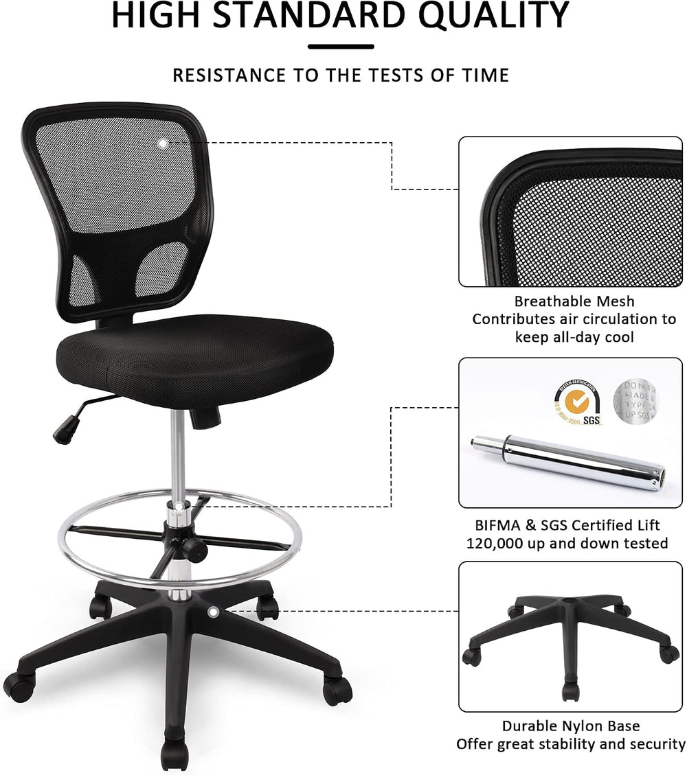 HYLONE Ergonomic Office Chairs, Office Drafting Chair, Rolling Stool Chair Ar...