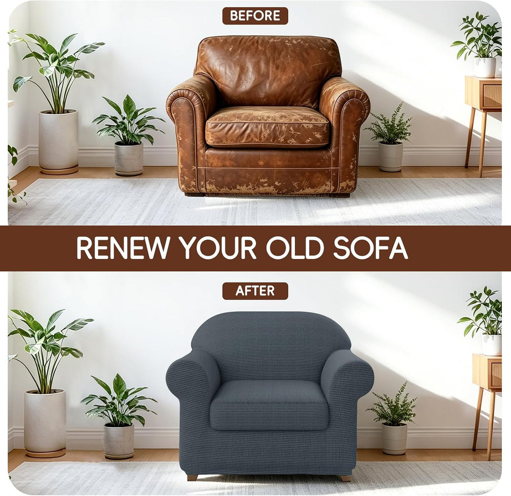 2 Pieces Stretch Chair Cover Slipcover Decorative Couch Cover for Living Room...