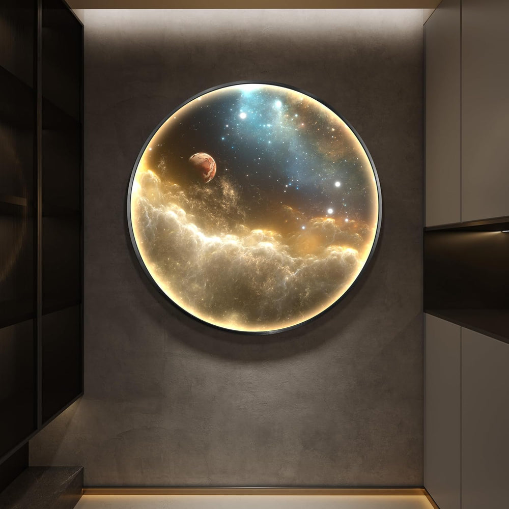 Framed LED Space Wall Art for Living Room, Modern Galaxy Artwork, 30x30 In