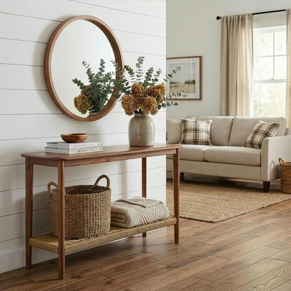 Alaterre Furniture Calais Solid Wood Console Table, Chestnut, 48”