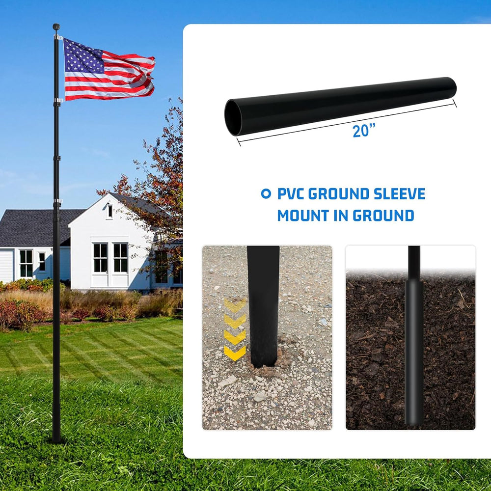 NELXINJO 20ft Telescopic Flag Pole for Outside House, Extra Thick Aluminum
