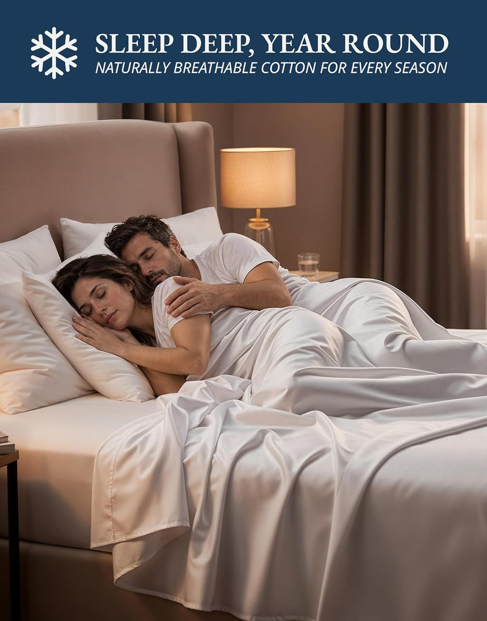 100% Egyptian Cotton King Size Sheets Set Hotel Style Sateen Weave - White