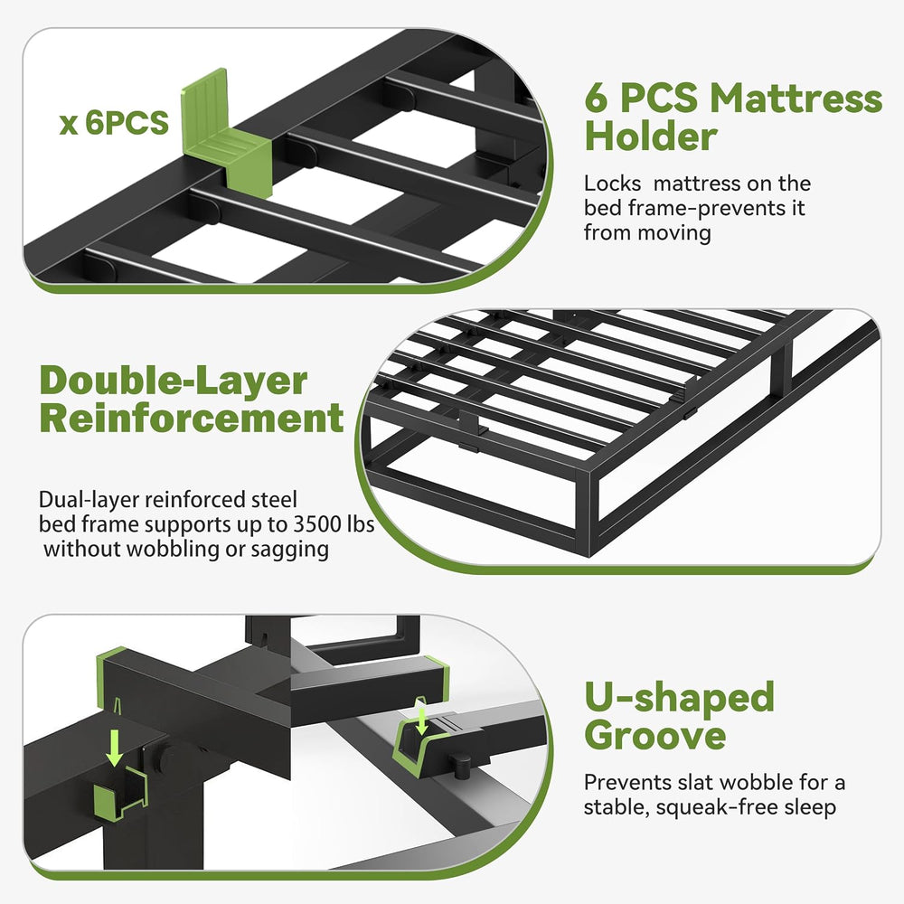 Cal King Bed Frame Metal 10 Inch,Platform Upgrade Heavy Duty Base Black