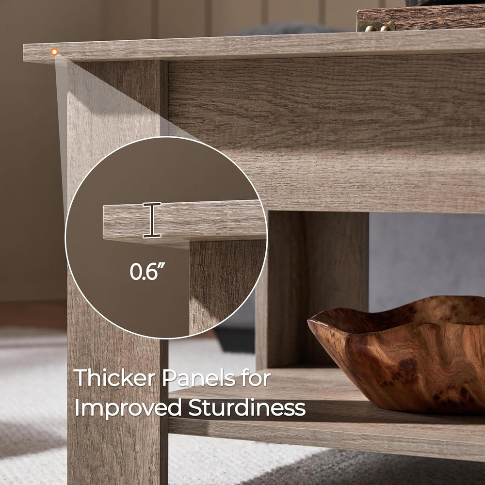 Yaheetech 47.2" Lift Top Coffee Table with Hidden Storage & Shelf, Gray