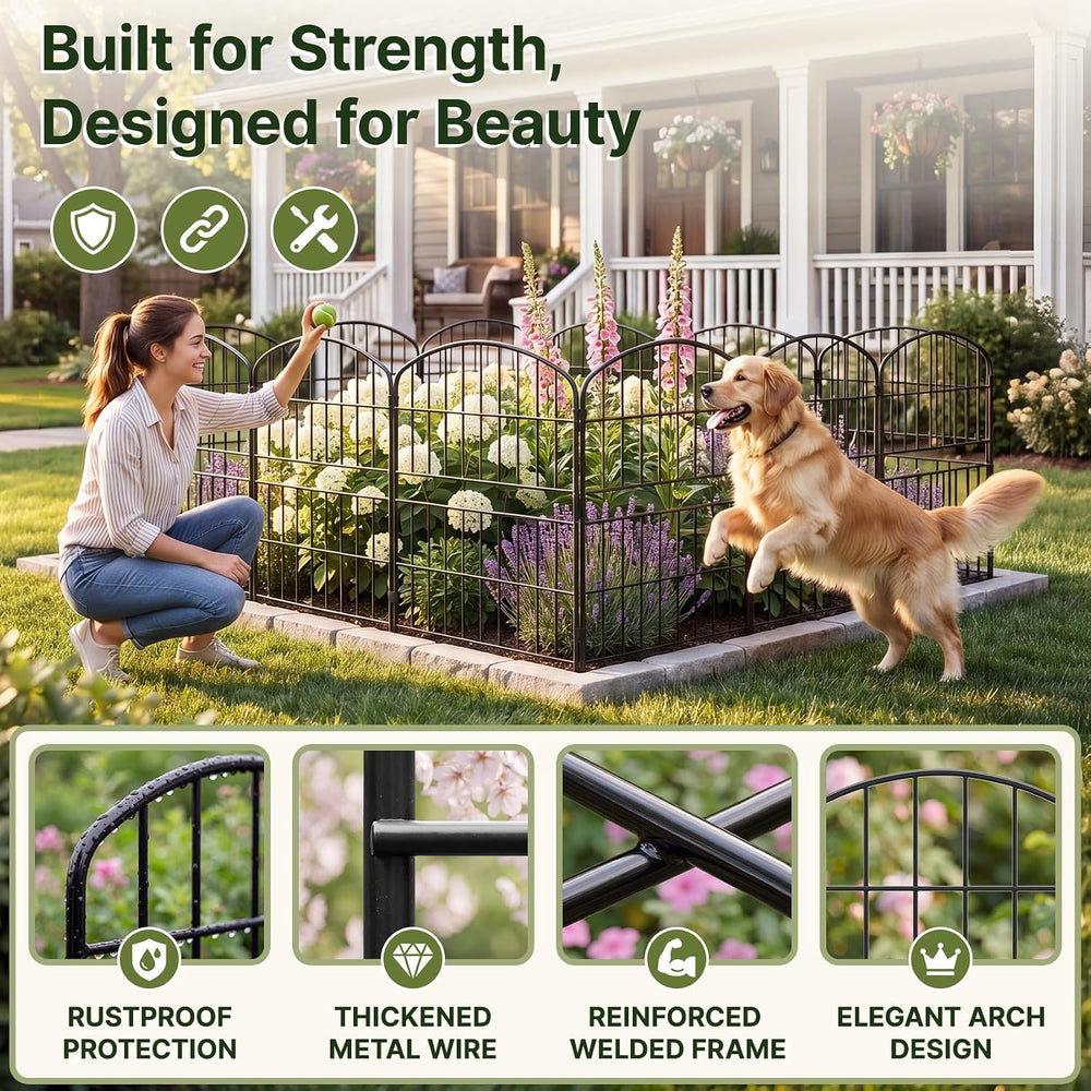 KIMAZO 32.5in (H) x 10ft (L) Tall Decorative Garden Fence - 7 Pack Garden Fen...