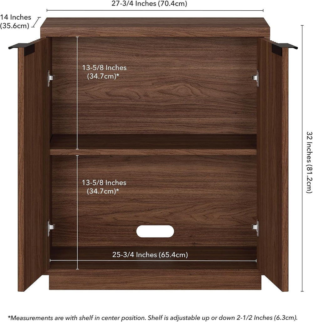 Henn&Hart 28" Fluted Accent Cabinet, Sideboard Buffet, Medium Walnut