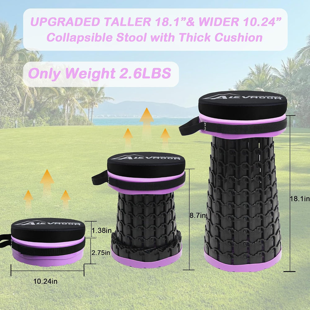 ALEVMOOM 2026 Collapsible Stool with Thick Cushion, H18.1 D10.24 Portable Tel...