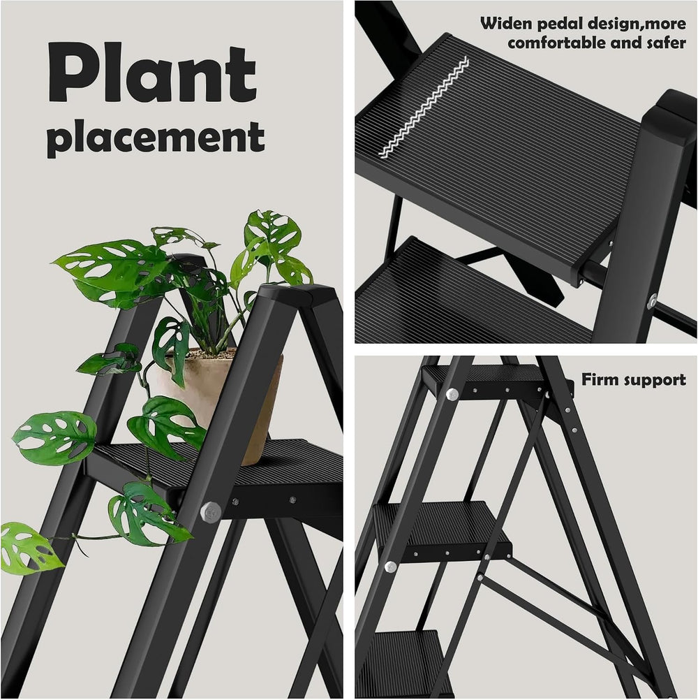 Taranta 4 Step Stool Foldable,Aluminum Step Ladder-Black