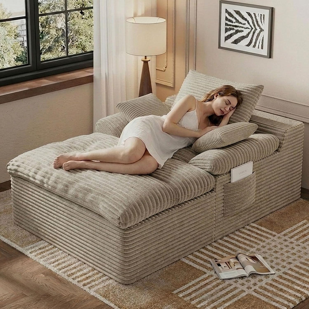 65" Oversized Chaise Lounge Chair Indoor, Boneless Chaise Lounge Chair D...