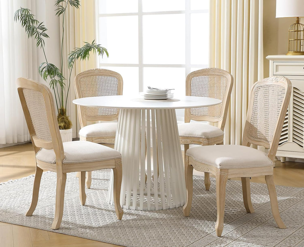 chairus French Country Dining Chairs Set of 4, Upholstered Linen Dining Room ...