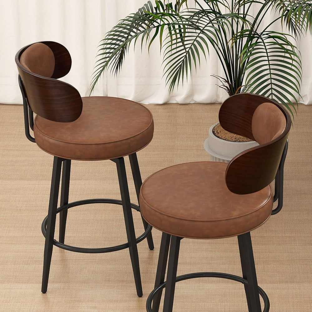 SAECKBERG Swivel Counter Height Bar Stools Set of 3, 26" Upholstered Bar...