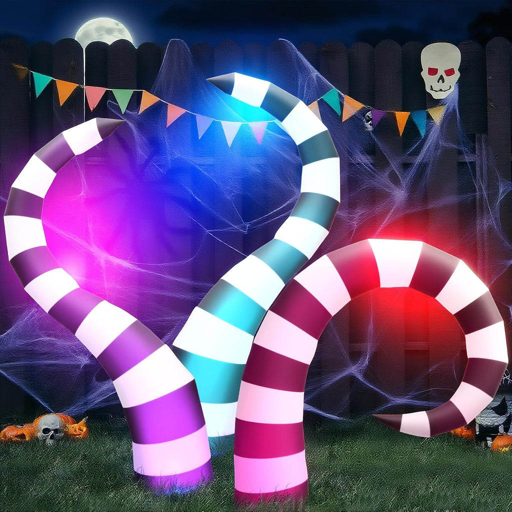 3 Pcs Halloween Inflatable Worm Yard Decoration with Built-in LED