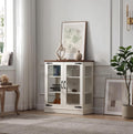 FOREST GRAVITY 31.5'' Small Display Buffet Cabinet with Glass Doors