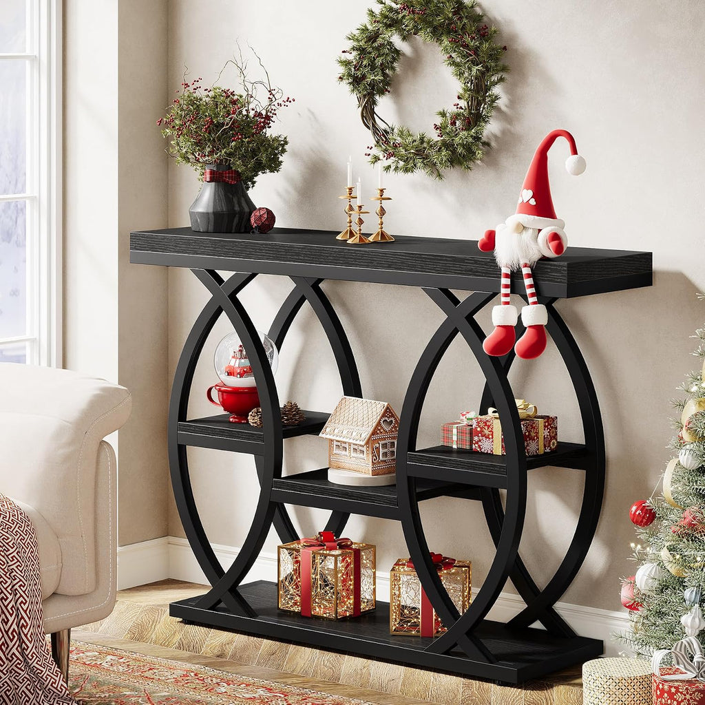 Tribesigns 39.4" Console Table, 4-Tier Sofa Table, Accent Tables, Black