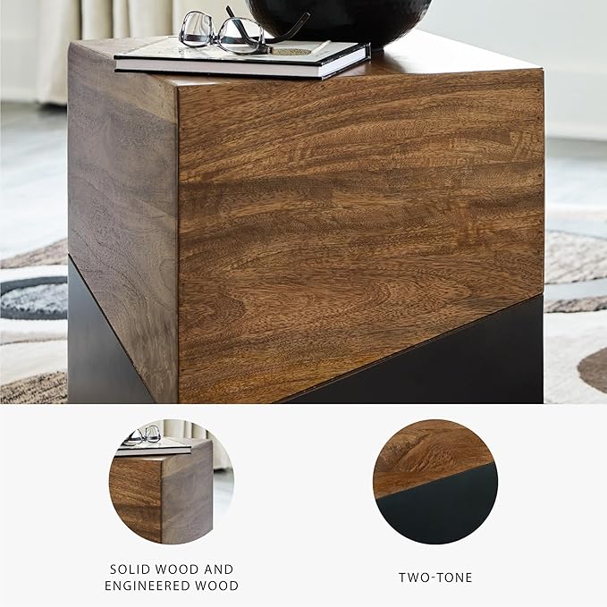 Signature Design by Ashley Trailbend Eclectic Accent End Table, Brown & Gunmetal