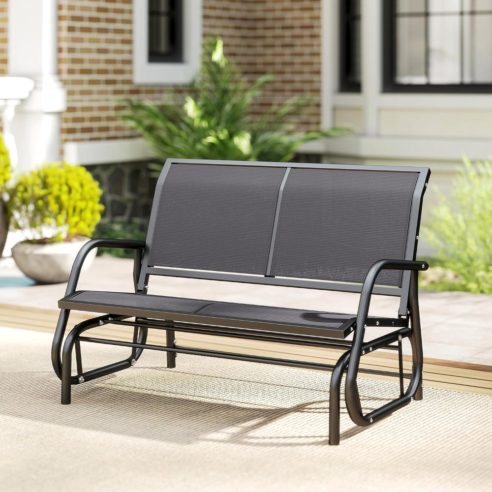 Outsunny 2-Person Outdoor Glider Bench with Steel Frame, Gray
