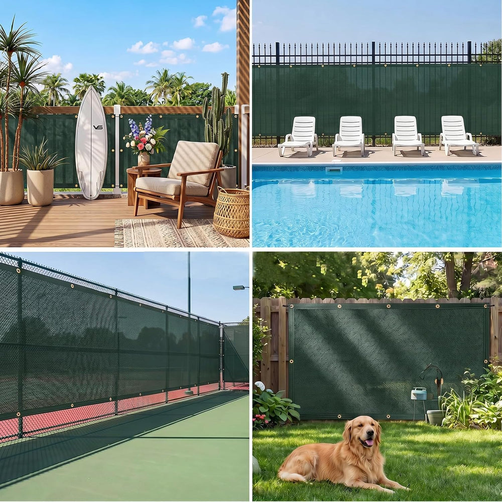 4' x 50' Privacy Fence Screen, HDPE Mesh with Grommets, Green