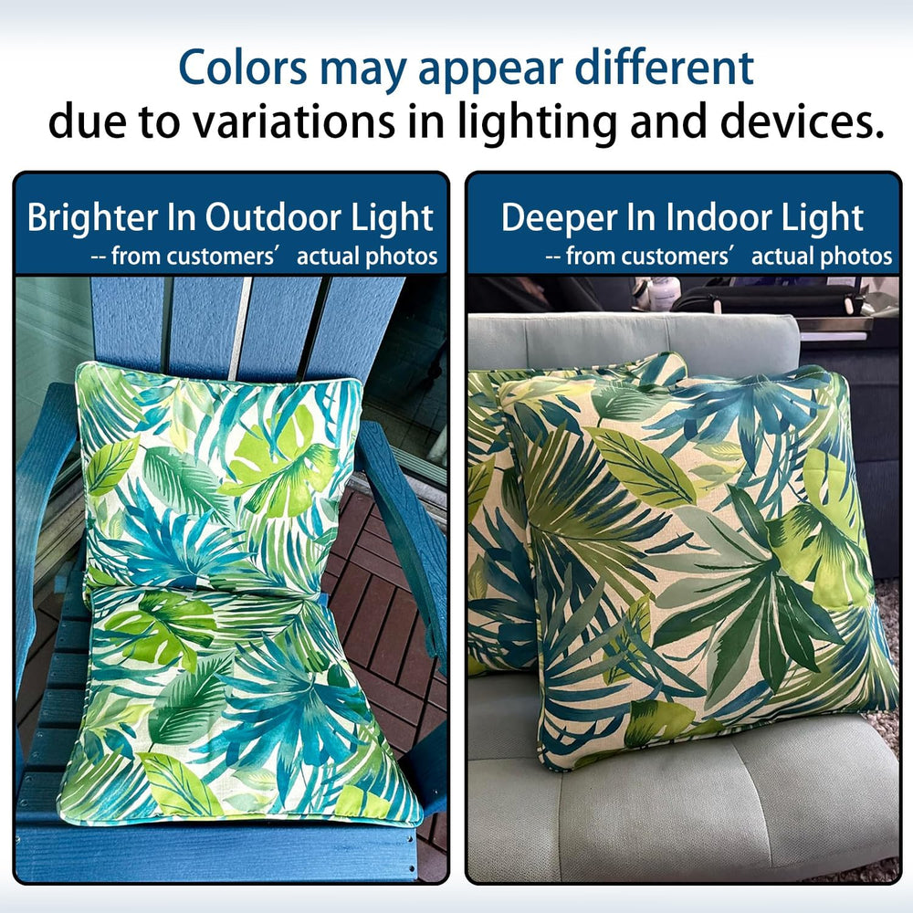 Outdoor Throw Pillow with Insert 18x18 Inch, Set of 2, Piping Edge Waterproof...