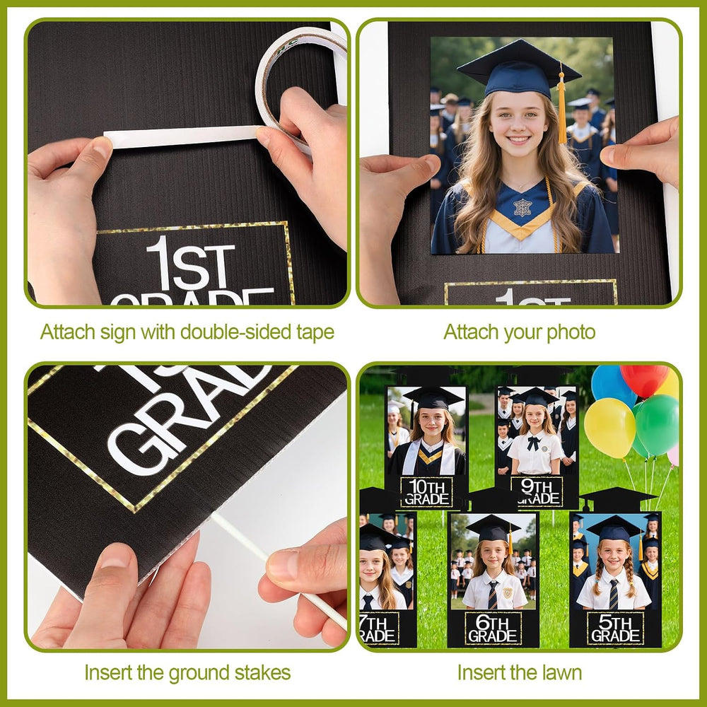 Briwooody 13 Pcs K-12 Graduation Yard Signs 2026 Photo Stakes,Black