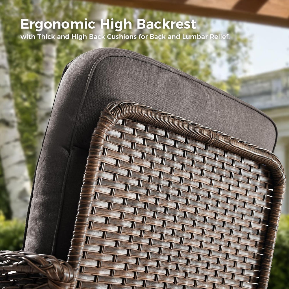 Luxury Outdoor Swivel Rocker Patio Chairs with 6-Inch Thick Cushions, High Ba...