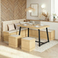 Brafab 63" Corner Dining Table Set with Hidden Storage, Natural