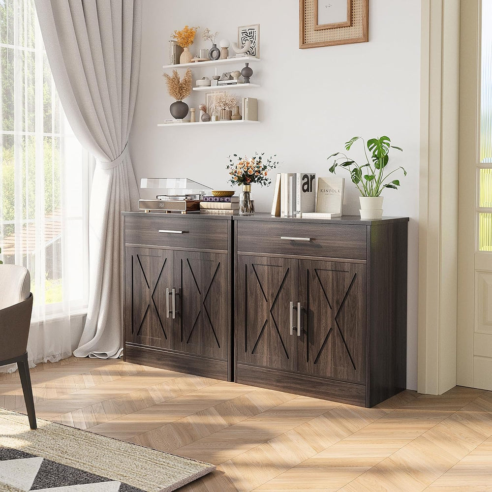 Shintenchi Farmhouse Storage Cabinets, Kitchen Barn Door Cabinet