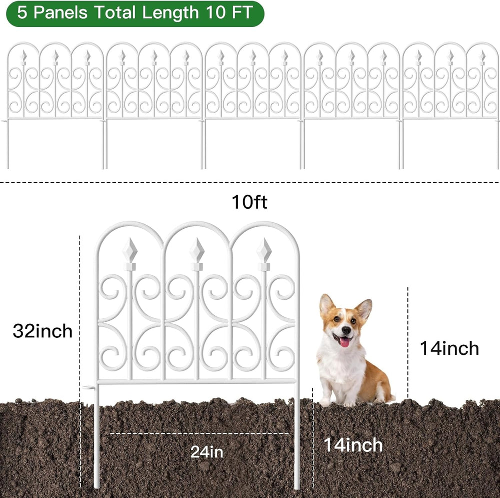 AMAGABELI GARDEN & HOME 5 Panels 32in(H)×10ft(L) Decorative Garden Fences...