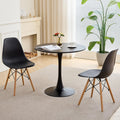 23.6" Small Round Dining Table for 2 4, [Sturdy Metal Tulip Base] Black Modern Circle Kitchen Table, Space Saving, for Dining Room Apartment Office