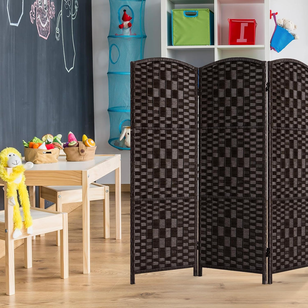 HALLYBEE Short Room Divider Folding Privacy Screens,3 Panel Dark Mocha