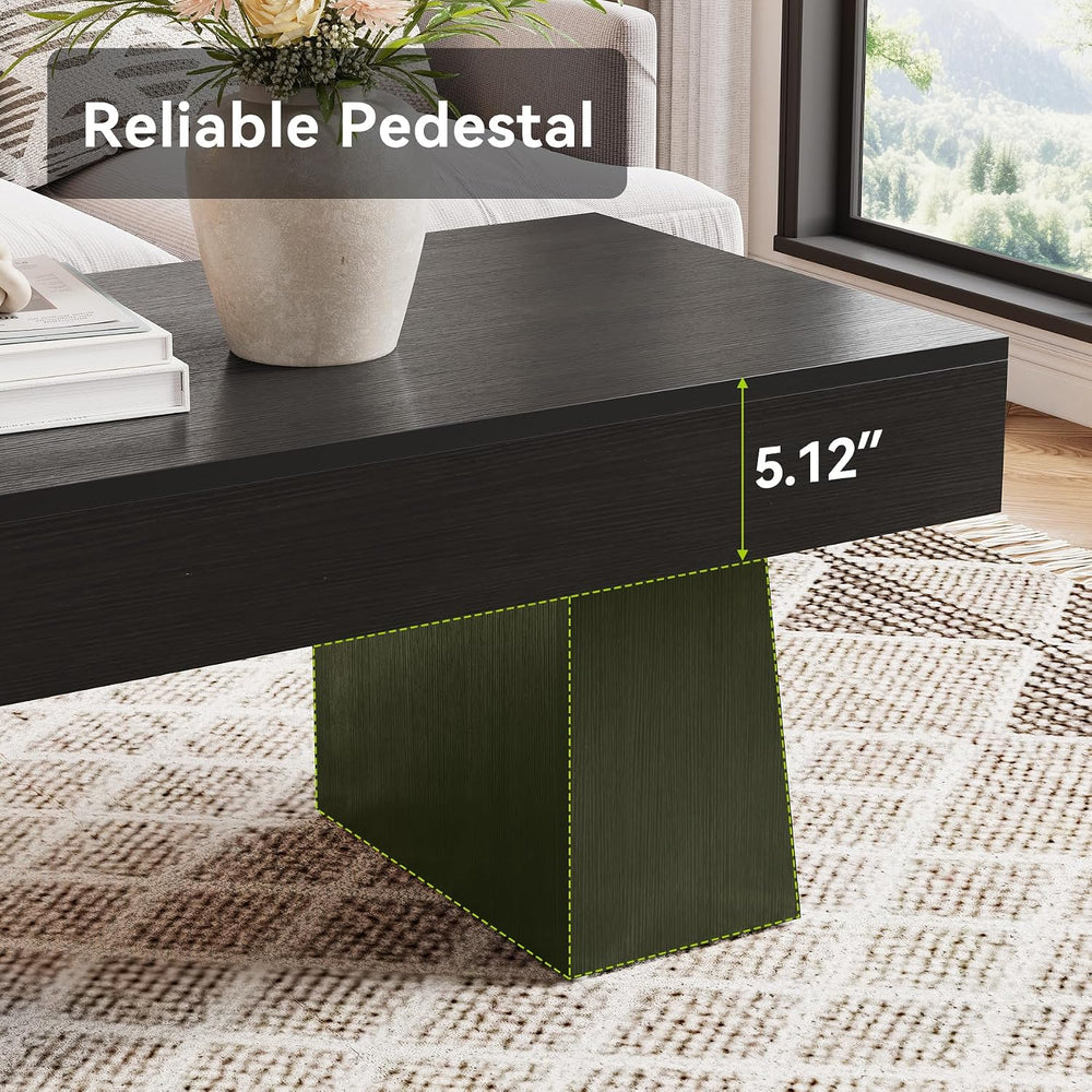 LITTLE TREE Farmhouse Coffee Table, 47 Inches Wooden Rectangular Accent Cente...