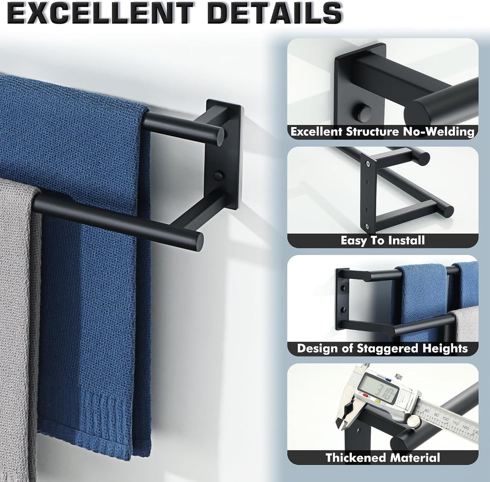 Alise Bathroom Double Towel Bars Wall Mount 28'' Towel Holder,Matte B...