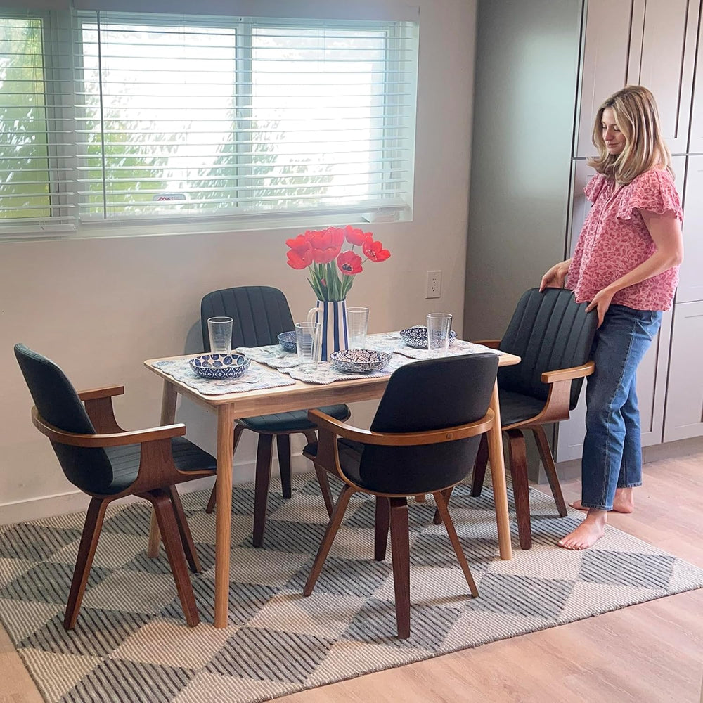 Mid Century Modern Dining Chairs, Swivel Dining Chairs with Arms Walnut