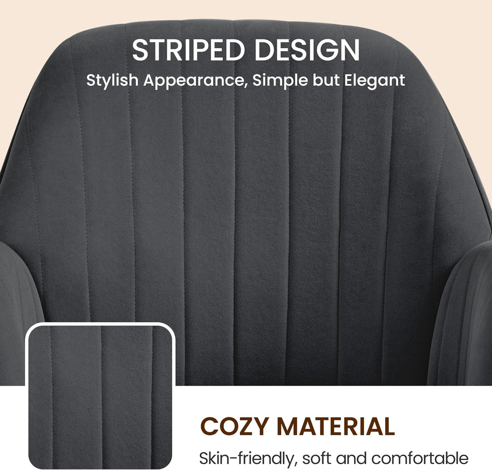 Yaheetech Velvet Office Desk Chair Channel-Tufted Swivel Seat, Dark Gray