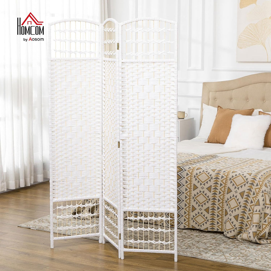 HOMCOM 3 Panel Room Divider, Folding Privacy Screen, 5.6', White