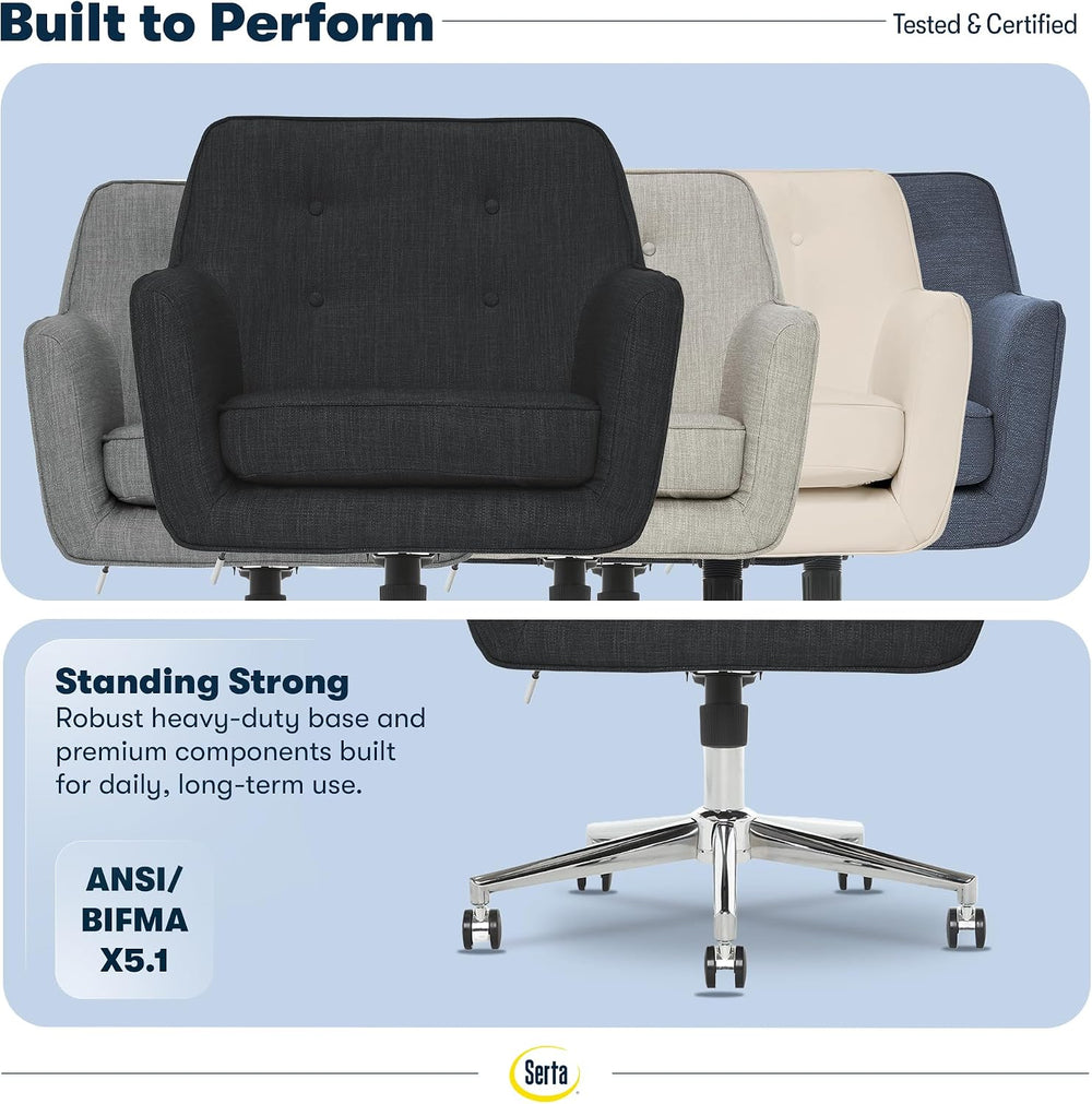 Serta Ashland Home Office Desk Chair with Button Tufted Mid-Back, Memory Foam...