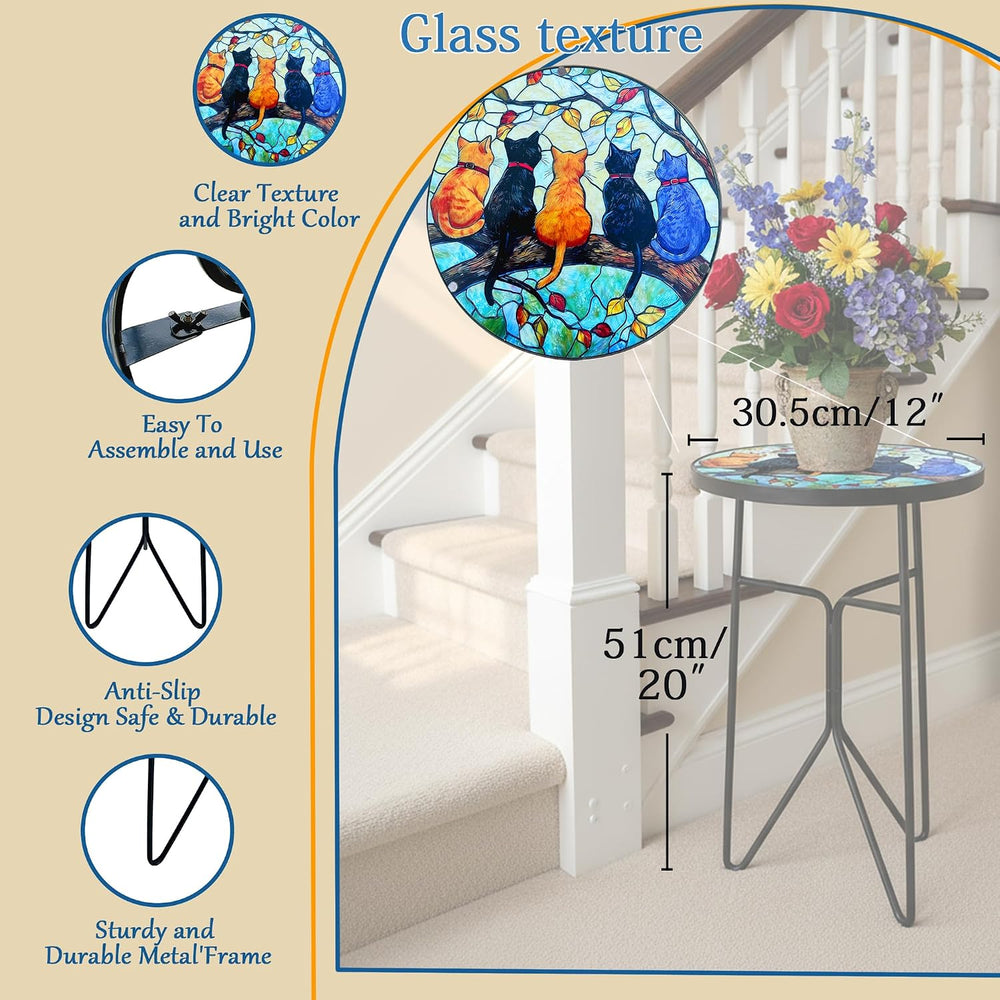 12 Inch Folding Outdoor Side Tea Table,Five Kitties Small Accent Tables, Plan...