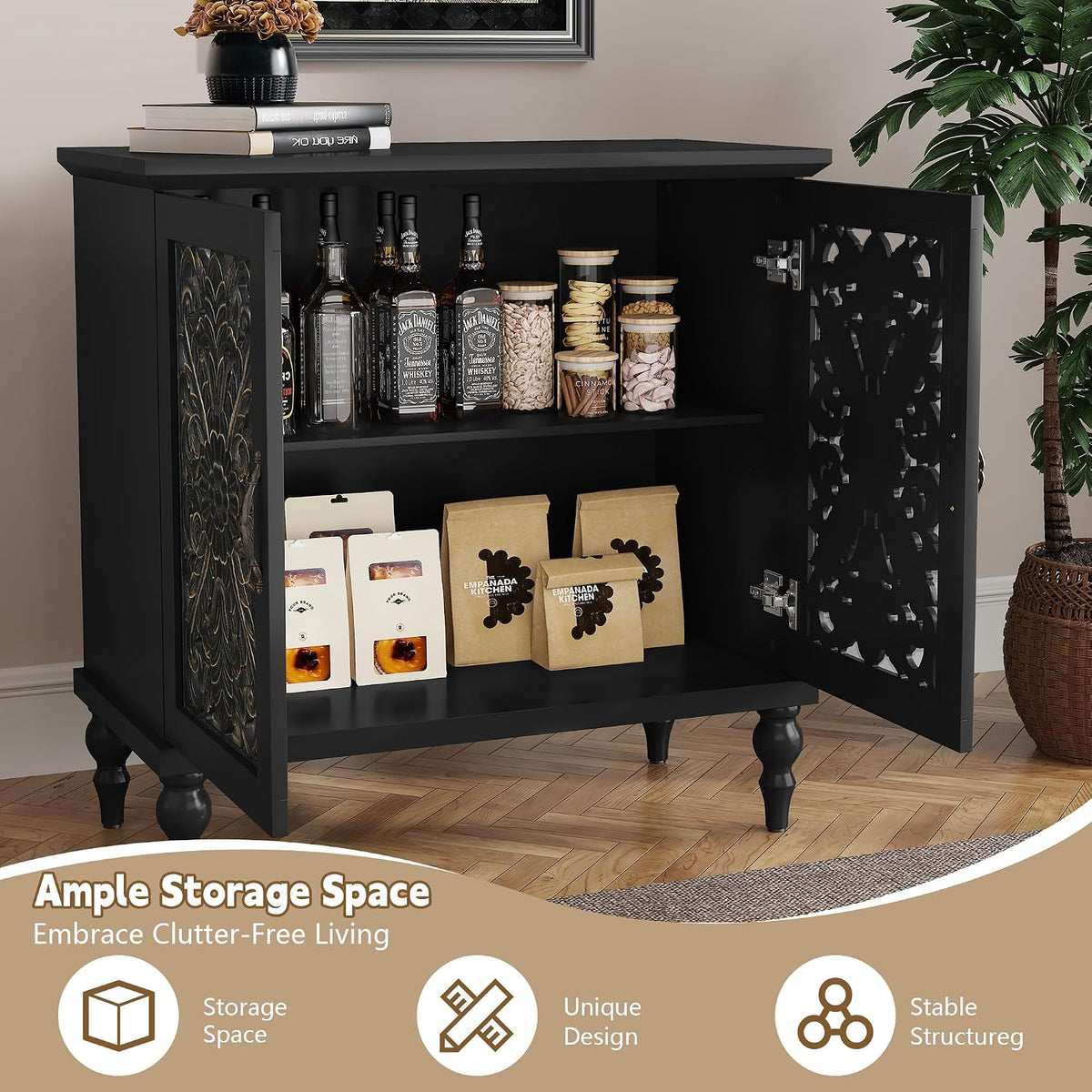 ARTPOWER Vintage Accent Cabinet with 2 Doors, Credenza for Living Room