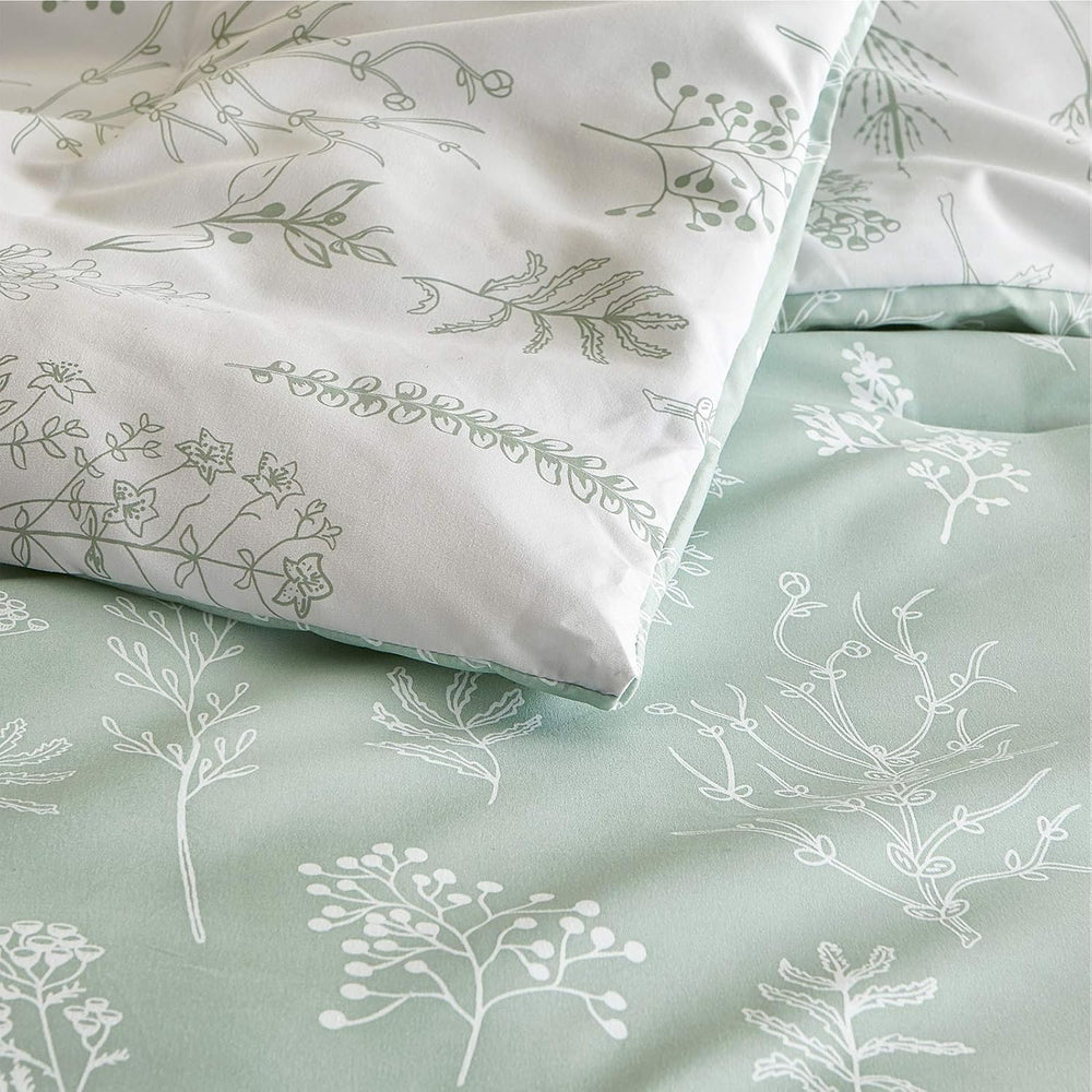 Bedsure Floral Comforter Set Cute Bedding Set King Reversible Sage Green