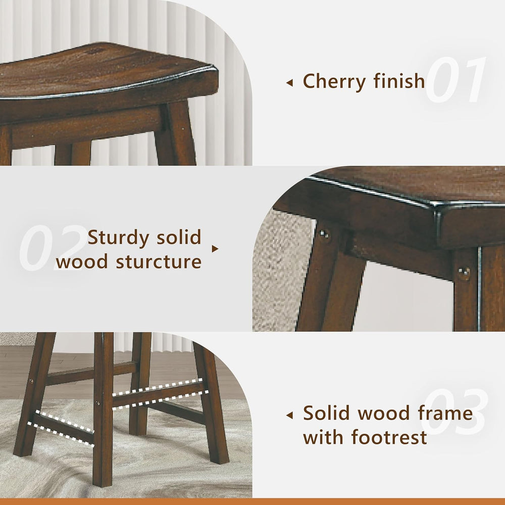 Homelegance Saddleback 24-Inch Height Barstool, Cherry, Set of 2