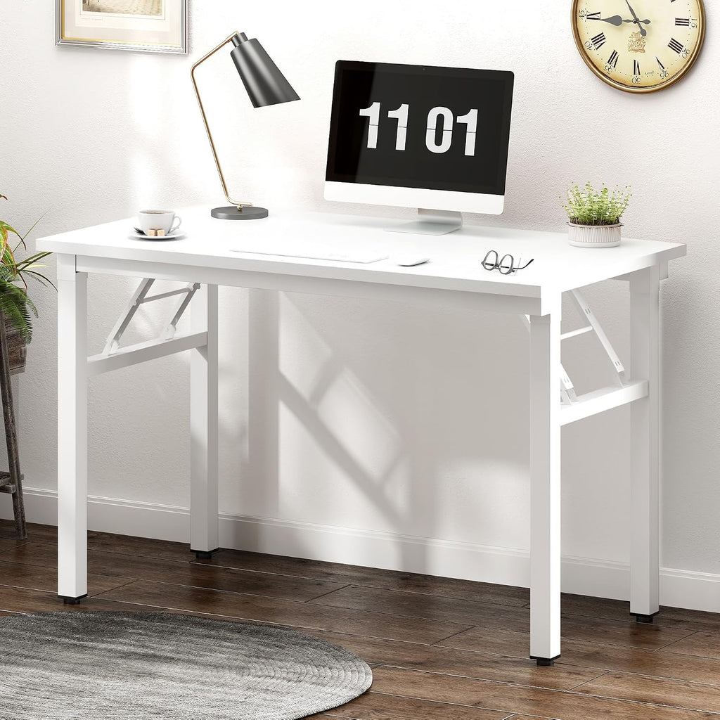 Need Small Folding Computer Desk, 39.4 Inch Writing Table, White