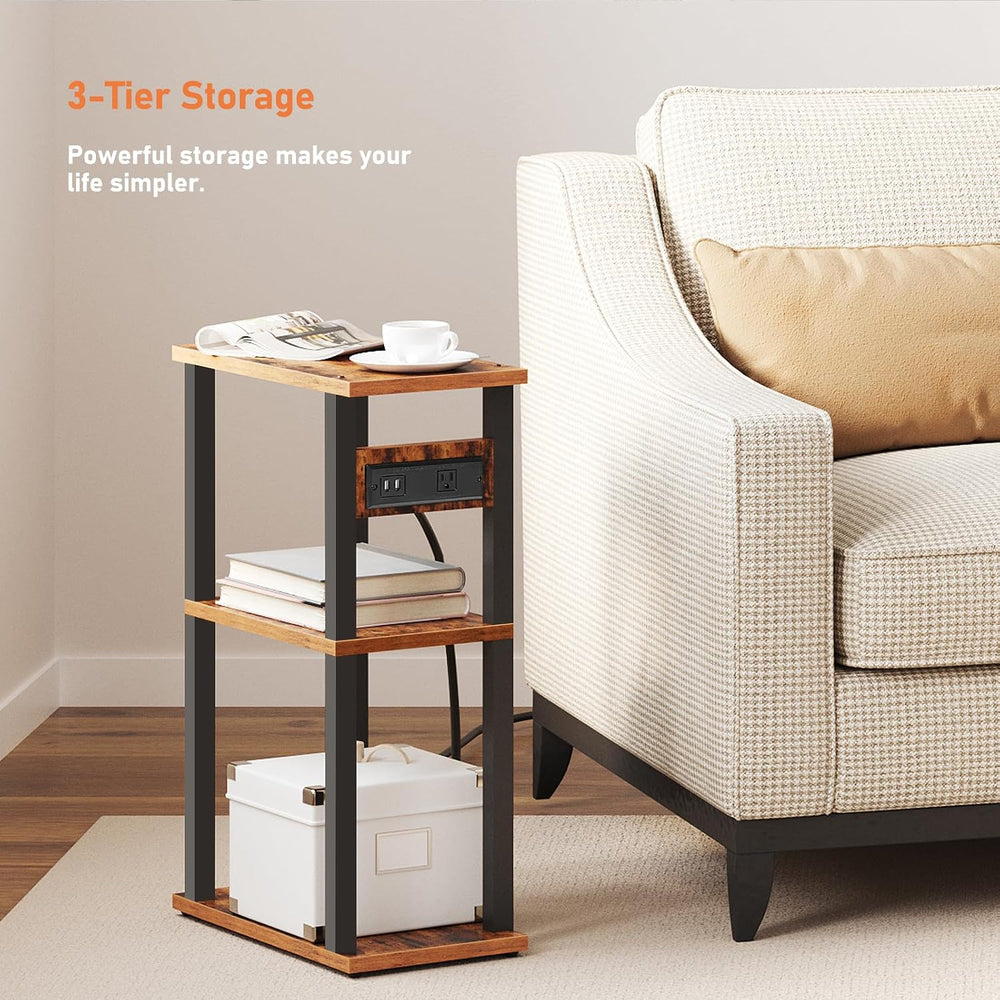 TUTOTAK Small Narrow Side Table, Set of 2 Skinny End Table