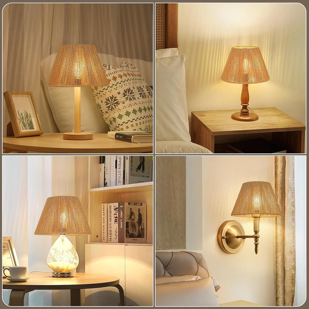 Small Rattan Lamp Shades Set of 2, Boho Lamp Shades for Table Lamps, 5.5&quot...