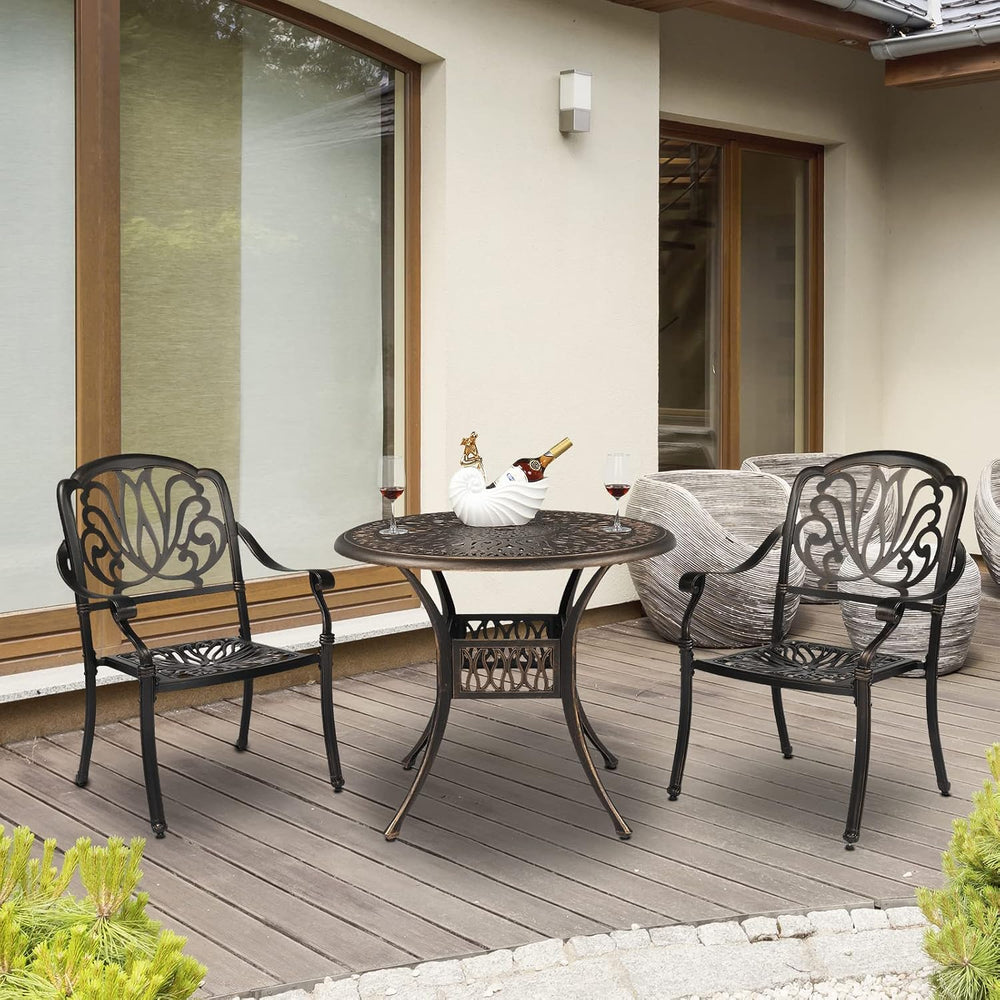 VINGLI Outdoor Dining Chairs Set of 4 Aluminum Patio Chairs, Cast Aluminum Pa...