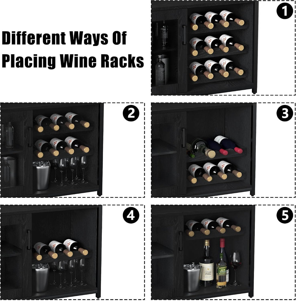 IDEALHOUSE Wine Bar Cabinet with Detachable Wine Rack and Storage Space