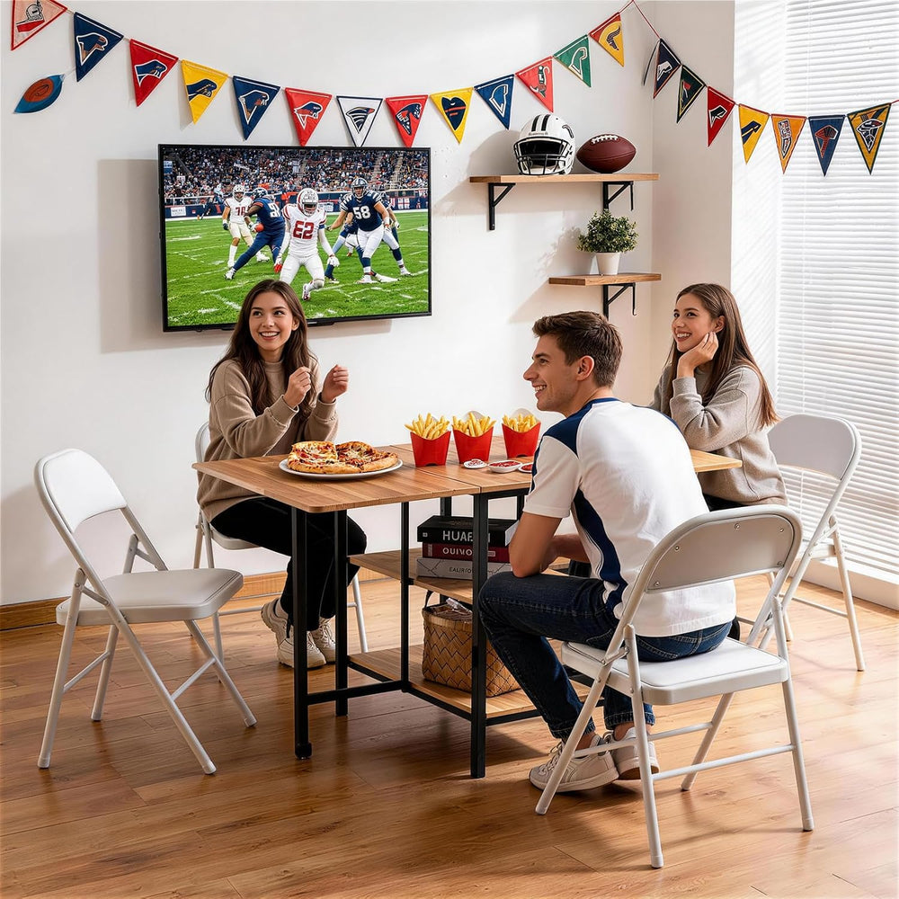 Karl home 4 Pack White Folding Chairs with Padded Seats, 330lbs Capacity