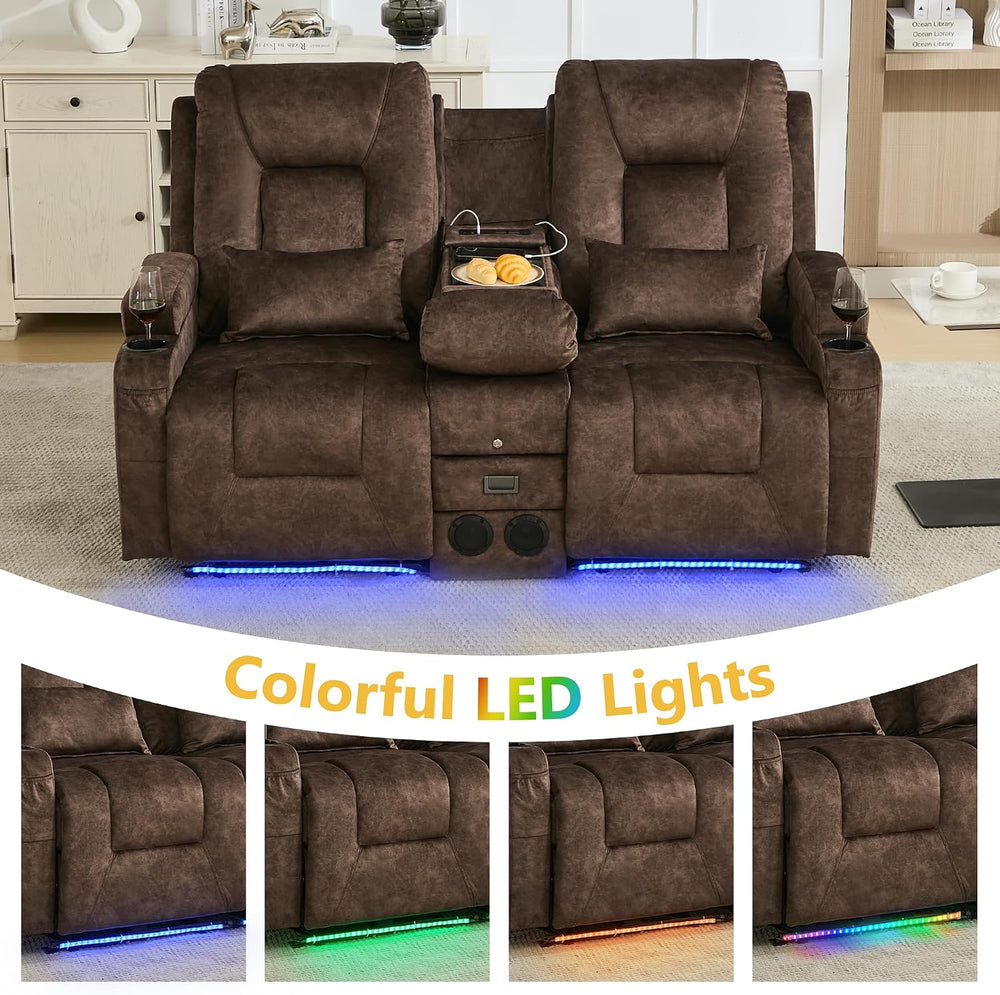 URRED Wall Hugger Power Reclining Loveseat Sofa，Brown：68.1" - 2 Seats